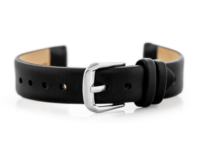 W76 leather watch strap - black - 14mm