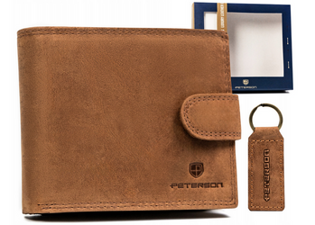 Leather wallet & key ring set PETERSON PTN SET-M-N992L-CHM