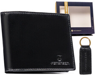 Leather wallet+key ring set PETERSON PTN SET-M-N994-GVT