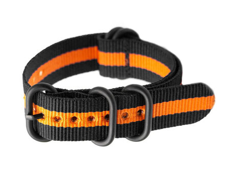 N01 NATO watch strap - black/orange (wide) - 22mm