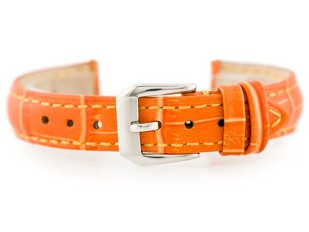 Pasek skórzany do zegarka W64 - pomarańczowy 12mm