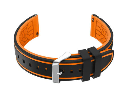 U14 rubber watch strap - black/orange - 22mm