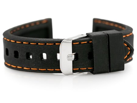 U20 rubber watch strap - black/orange 18mm