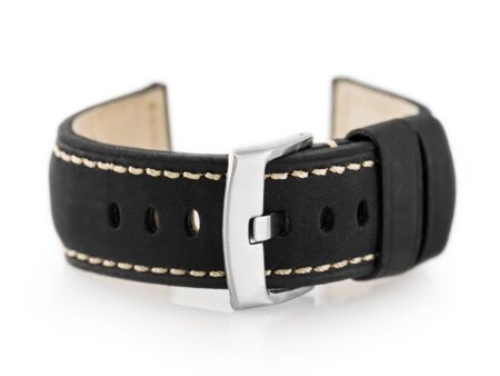 W29 leather watch strap - black - 22mm