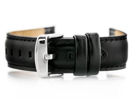 W46 leather watch strap - black - 12mm