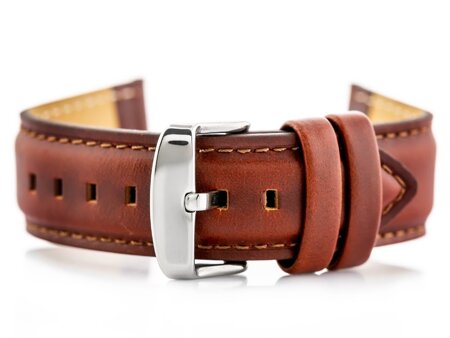 W46 leather watch strap - dark brown - 22mm