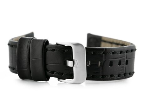 W49 leather watch strap - black - 22mm