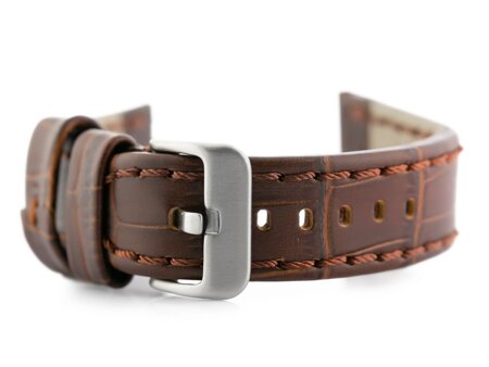 W49 leather watch strap - dark brown - 24mm