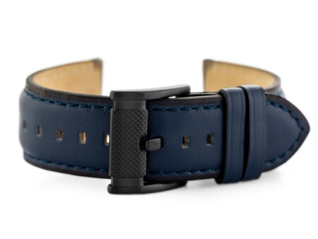 W56 leather watch strap - navy blue - 24mm