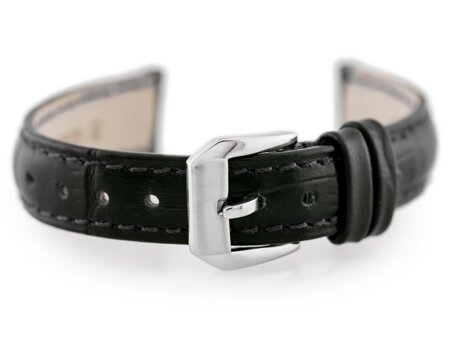 W64 leather watch strap - black - 14mm