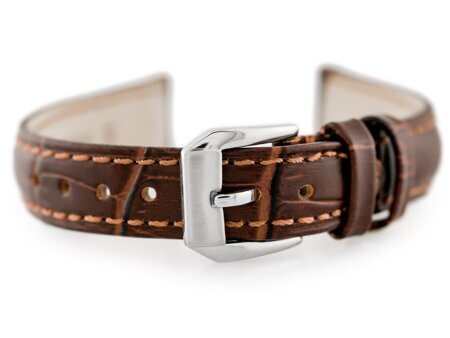 W64 leather watch strap - dark brown - 12mm