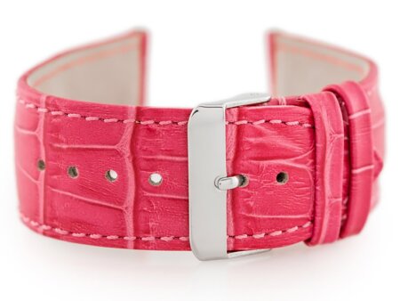 W64 leather watch strap - pink - 24mm