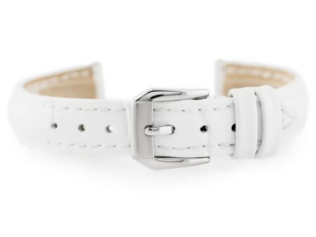 W64 leather watch strap - white - 12mm