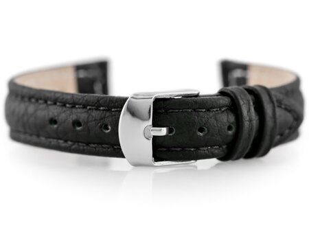 W71 leather watch strap - black - 16mm