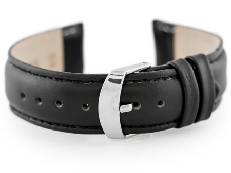 W83 leather watch strap - black - 22mm