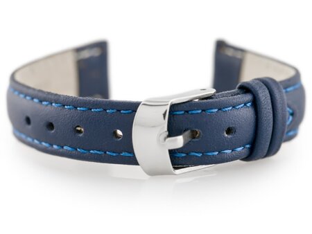 W83 leather watch strap - navy blue - 16mm