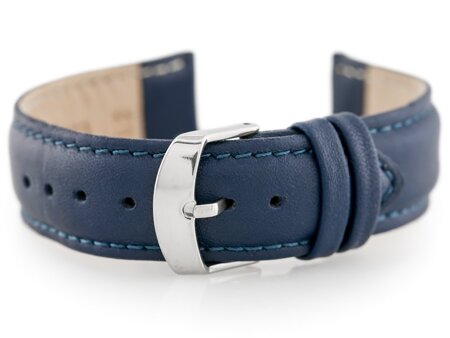 W83 leather watch strap - navy blue - 20mm