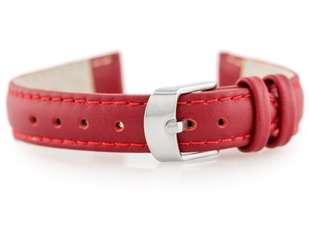 W83 leather watch strap - red - 14mm