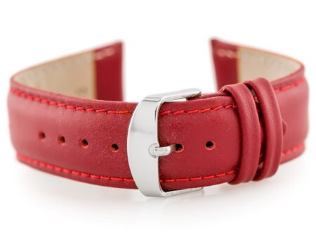 W83 leather watch strap - red - 24mm