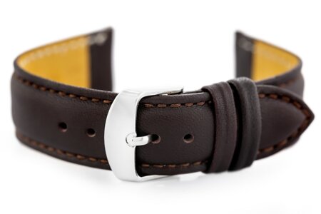 W83L leather watch strap - dark brown - 22mm