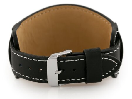 W85 leather watch strap - washer - black/white - 18mm