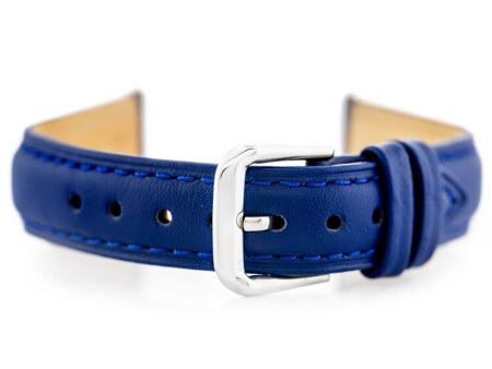 W94 leather watch strap - navy blue - 14mm