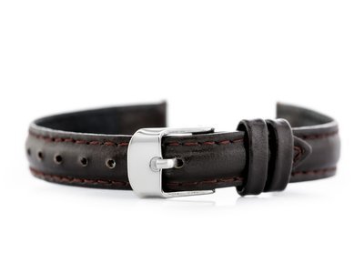 Watch leather strap - CASIO - dark brown IV - 12mm