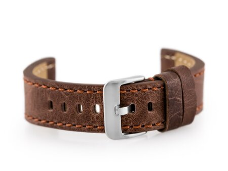 Watch leather strap W48 - PREMIUM - dark brown II - 20mm