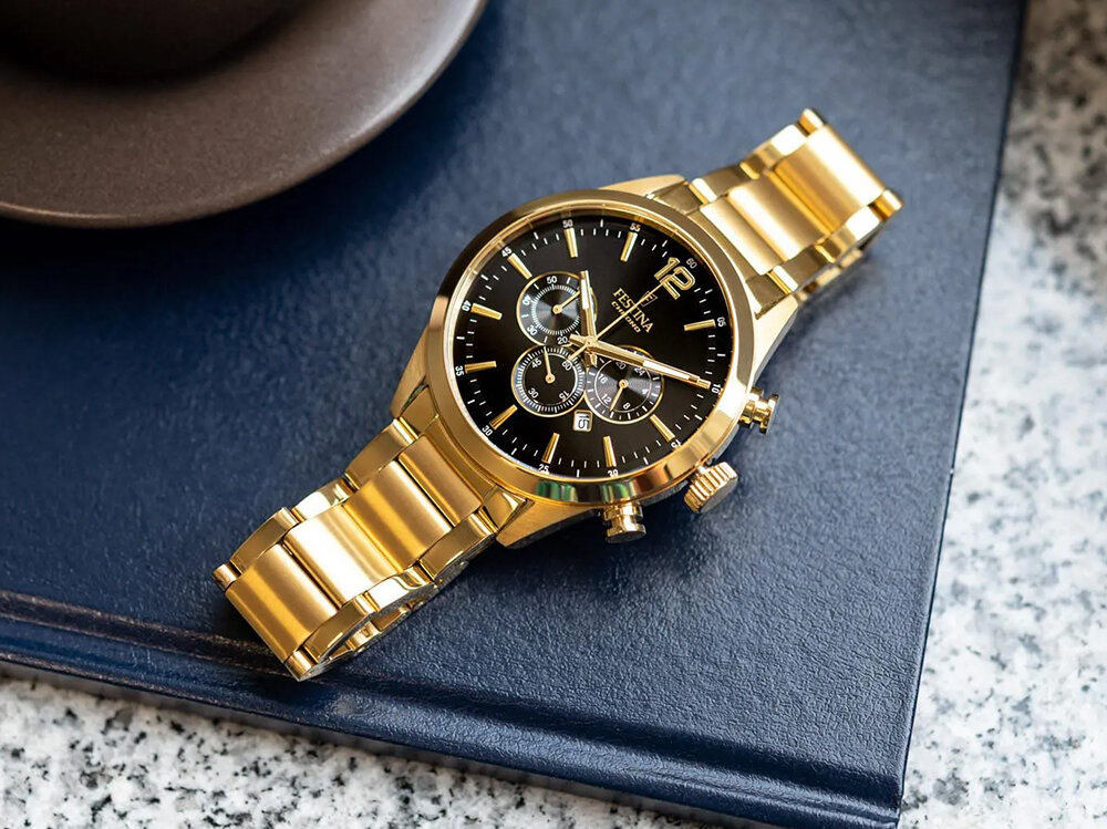 MEN S TIMEPIECE FESTINA TIMELESS CHRONOGRAPH 20633 3 BOX Golden Mens Style Elegant Mens Style Casual Mens Color Gold Mens Style Bracelet Mens