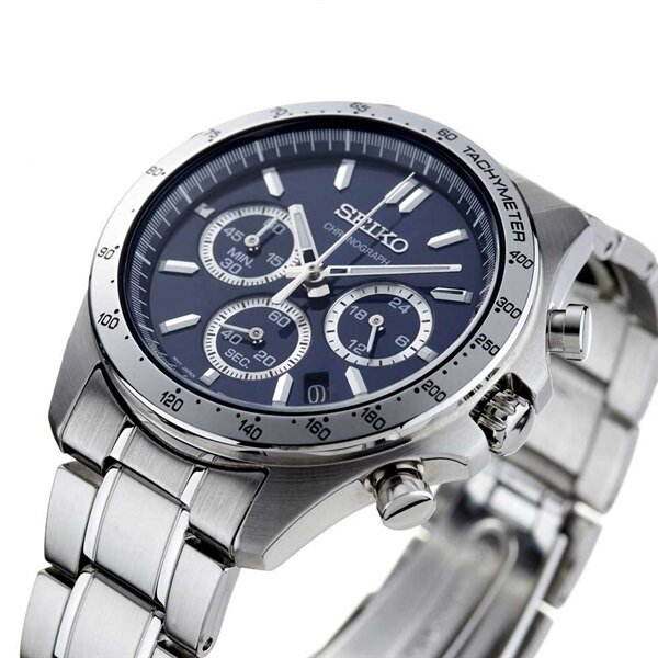 ZEGAREK M SKI SEIKO CHRONOGRAPH CASUAL QUARTZ SBTR011 BOX Silver