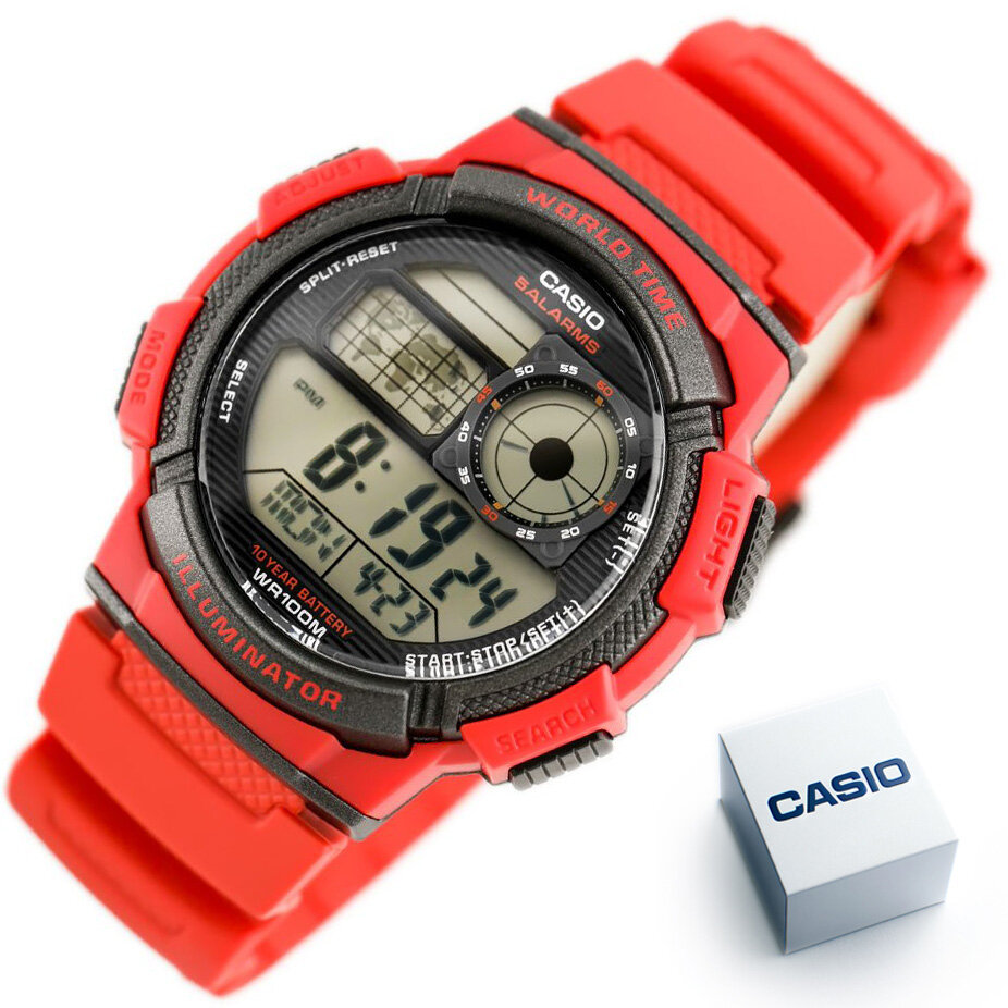 CASIO MEN'S WATCH AE-1000W 4AV (zd073c) - WORLD TIME + BOX