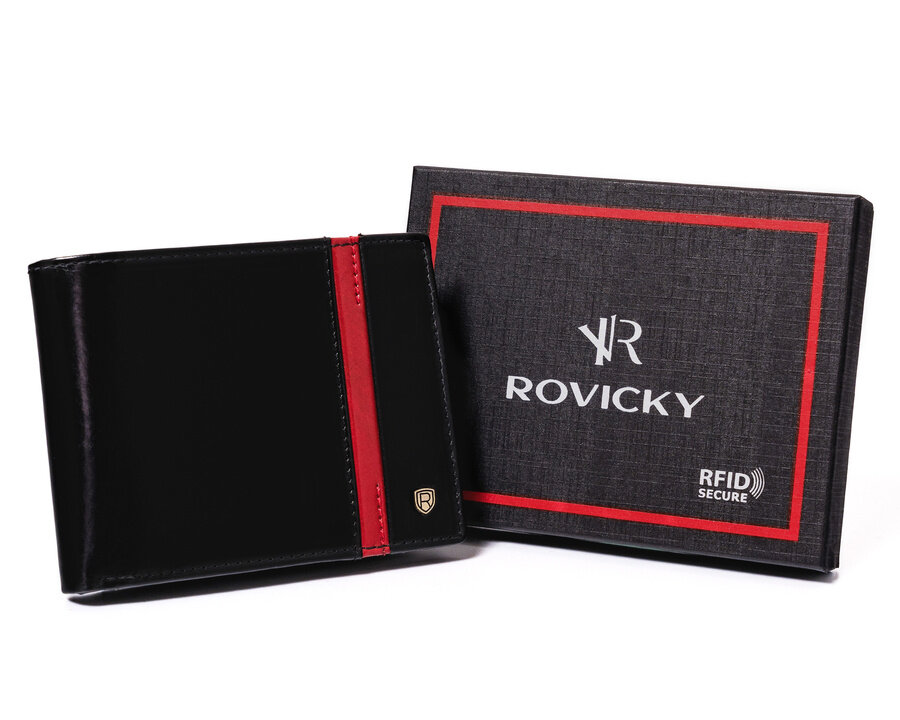 Leather men wallet N61-RVTP-3036 Black-Red