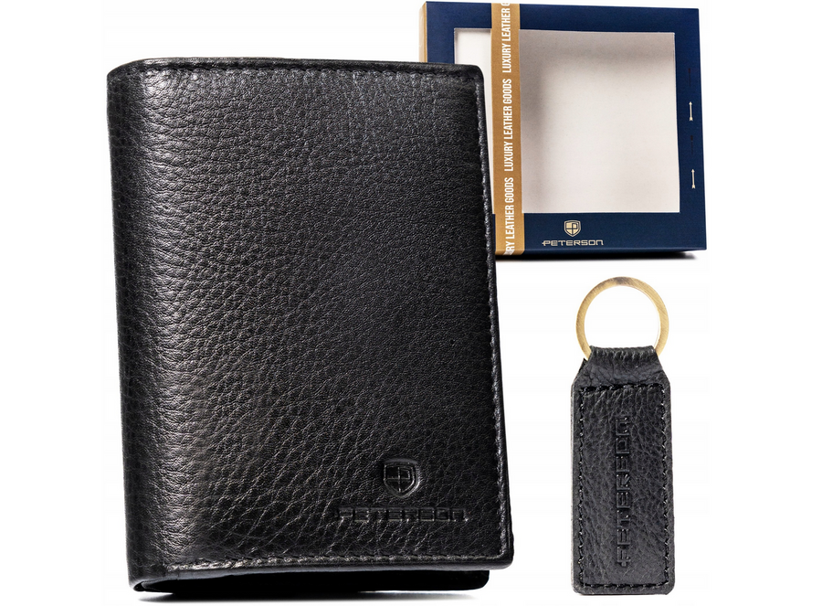 Leather wallet & key ring PETERSON PTN SET-M-N4-D