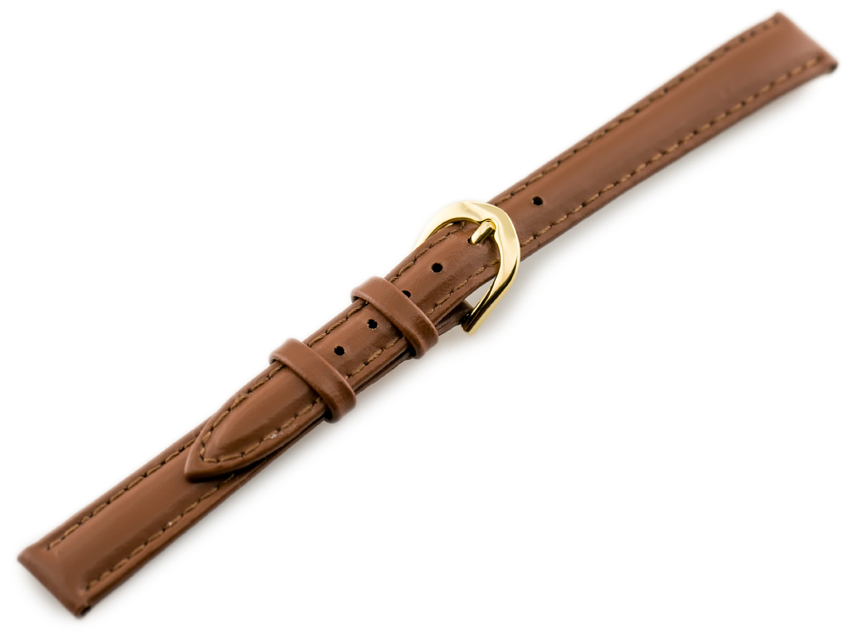 Leather watch strap - CASIO - camel/gold - 12mm