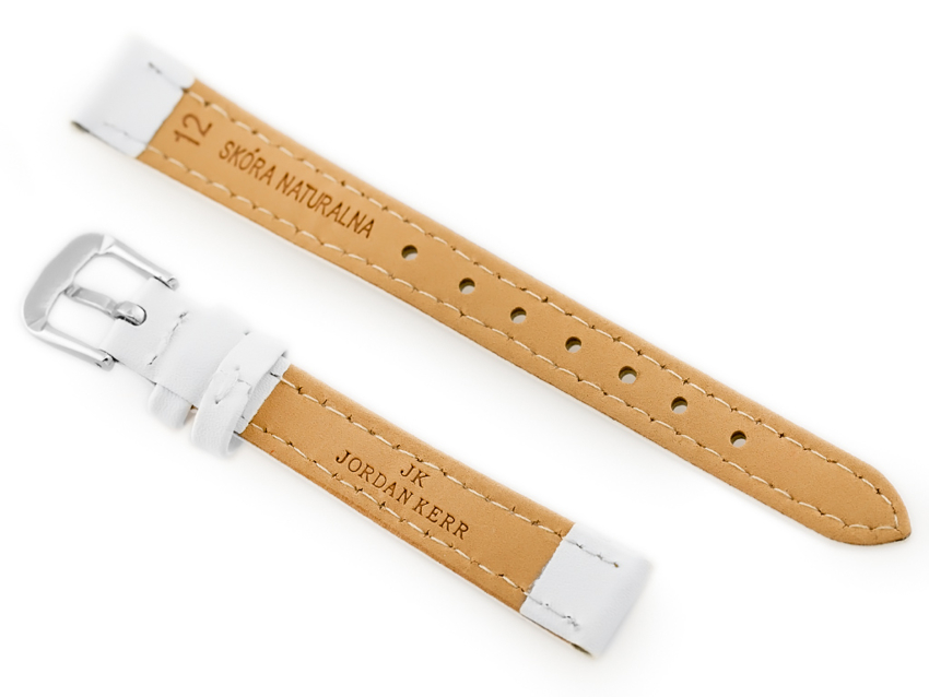 Leather watch strap - JORDAN KERR - white - 12mm