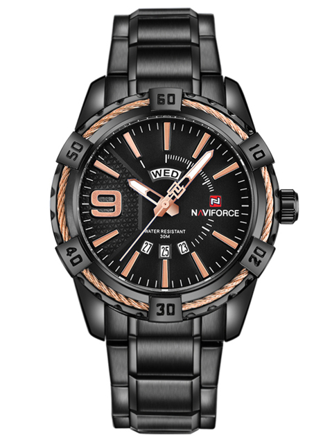 NAVIFORCE MEN'S WATCH - NF9117 (zn059c) - black/rosegold + box