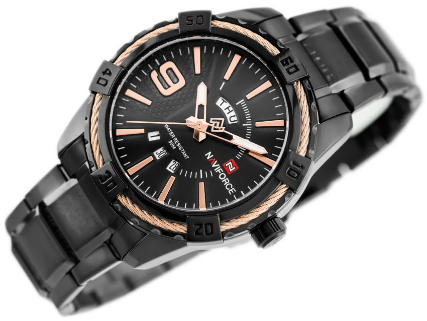 NAVIFORCE MEN'S WATCH - NF9117 (zn059c) - black/rosegold + box