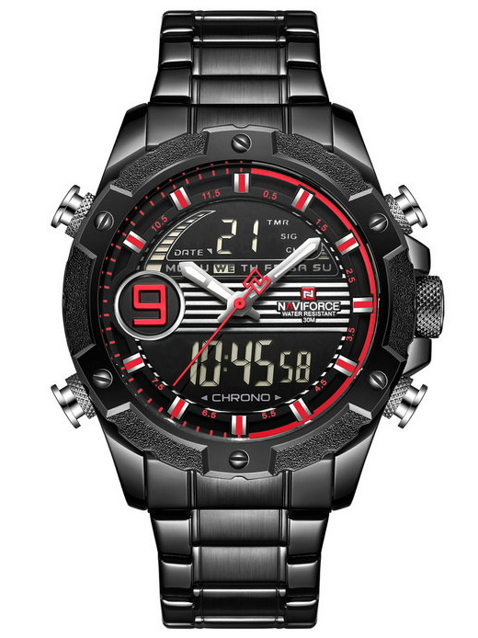 NAVIFORCE MEN'S WATCH - NF9146S (zn089b) - black/red + BOX