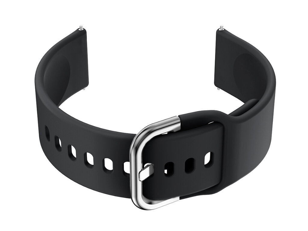 Pasek gumowy do smartwatch U01 - czarny/srebrny - 20mm