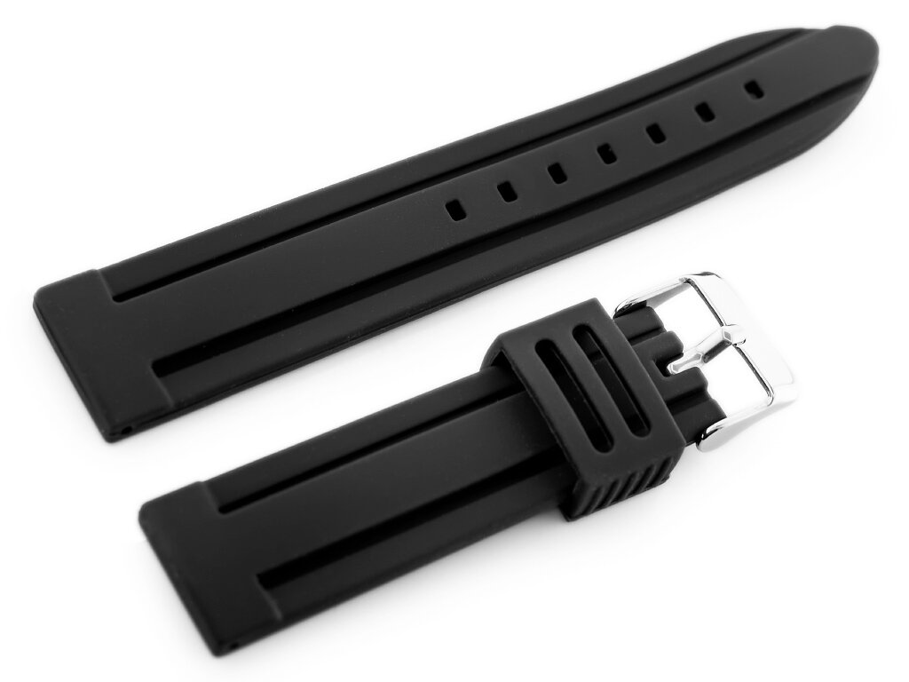 U09 rubber watch strap - black - 20mm