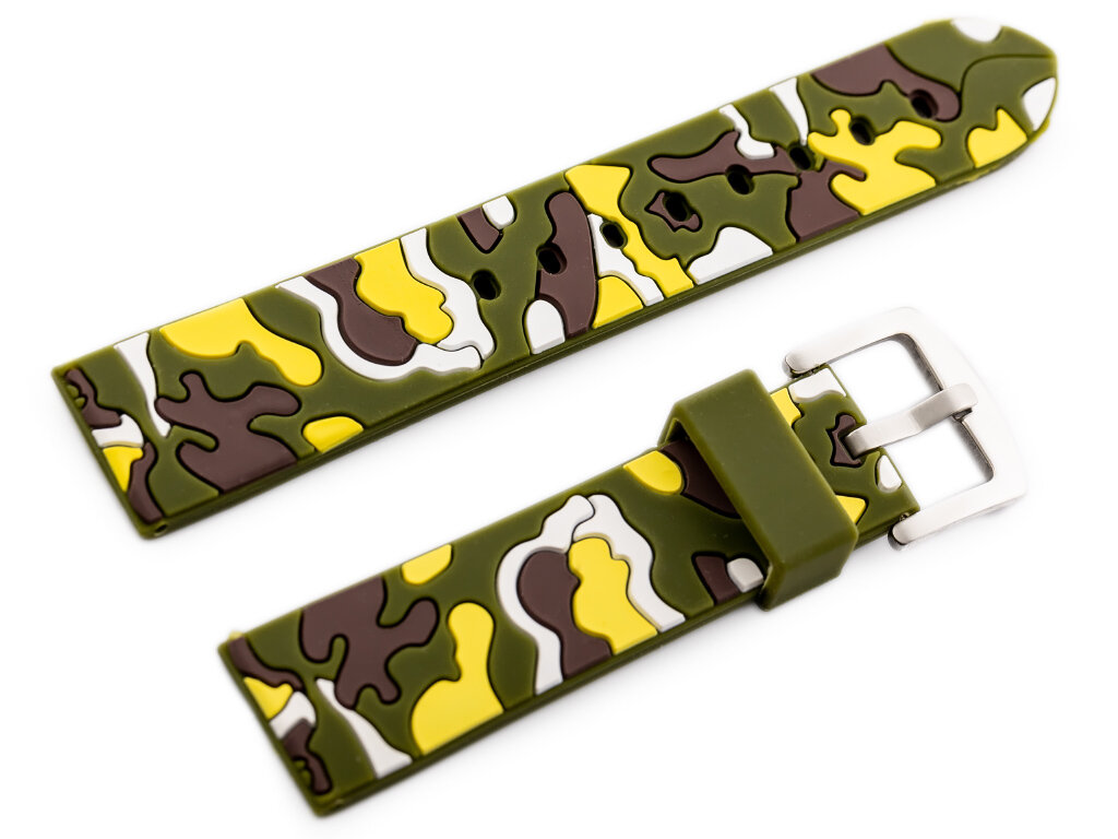 U13 watch rubber strap - olive/yellow-moro - 24mm