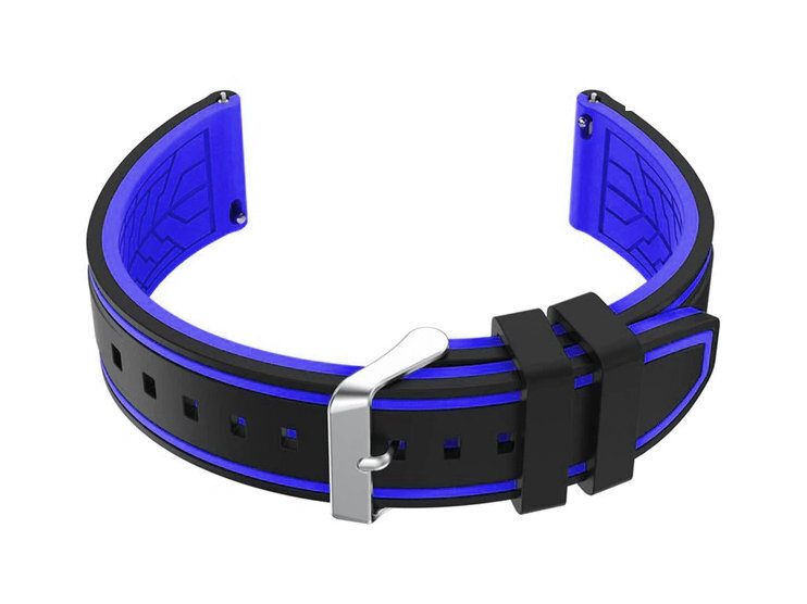 U14 rubber watch strap - black/blue - 20mm