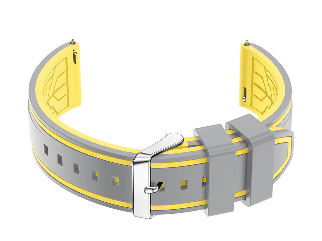 U14 watch rubber strap - gray/yellow - 22mm