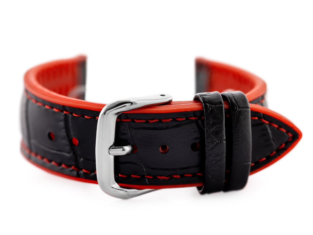 U18 rubber watch strap - black/red - 20mm