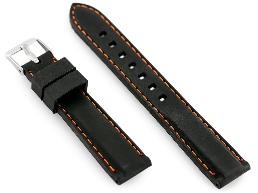 U20 rubber watch strap - black/orange 20mm