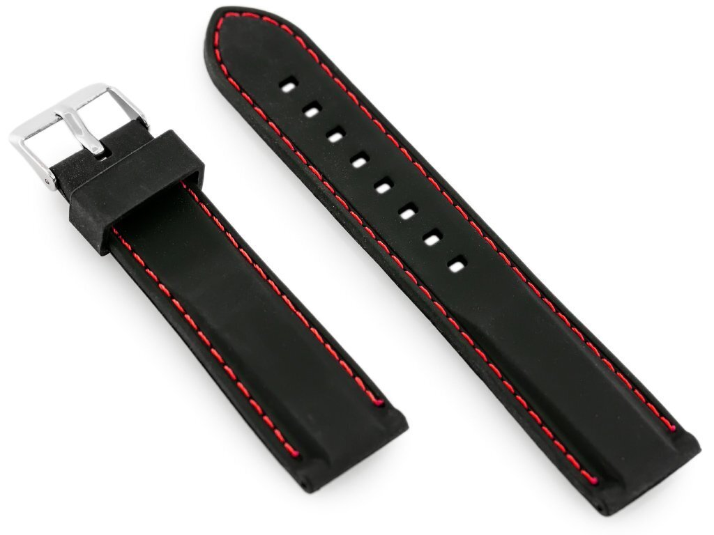 U20 rubber watch strap - black/red 24mm