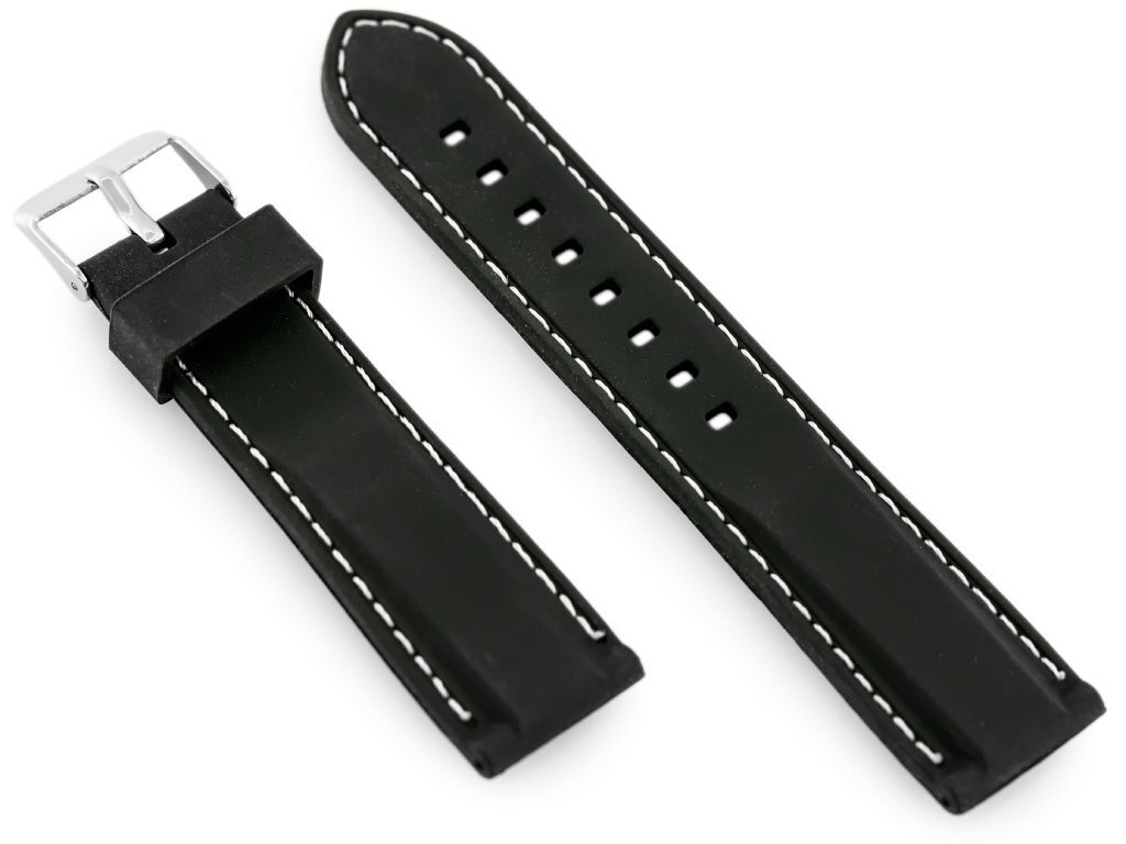 U20 rubber watch strap - black/white 22mm