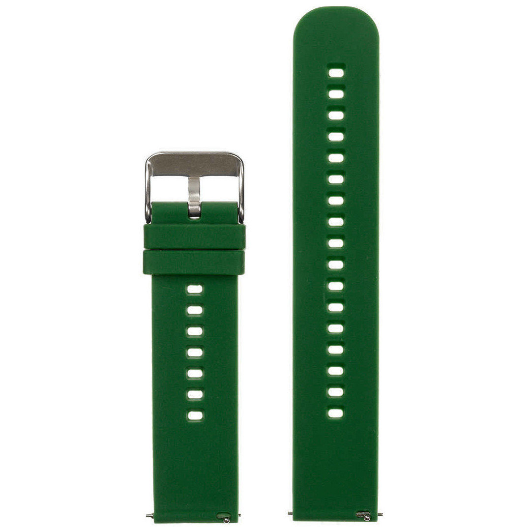 U27 rubber watch strap - dark green/silver - 22mm