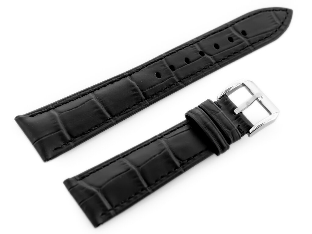 W06 leather watch strap - black - 20mm