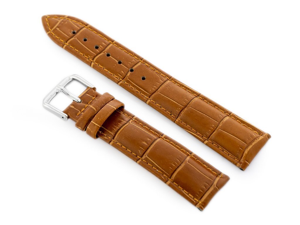 W102L brown leather watch strap - 22mm